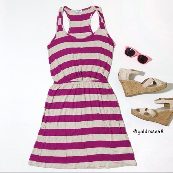 Splendid fuschia colored striped sleeveless dress - Picture 1 of 8